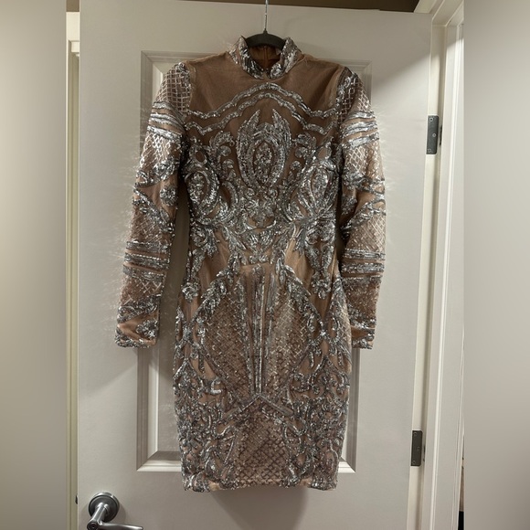 L'ATISTE Dresses & Skirts - L'ATISTE by Amy Nude Sequin Embellished Dress